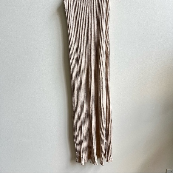 Massimo Dutti Ribbed Stretch Knit Sleeveless Maxi Dress Womens Size Medium Beige - Picture 7 of 10